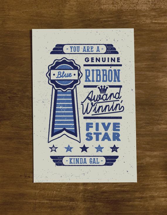 Blue Ribbon Gal | Greeting Card