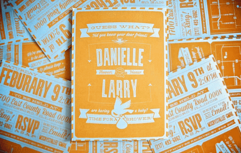 = FLOWERS BABY SHOWER =Screen Printed Family Invitations
