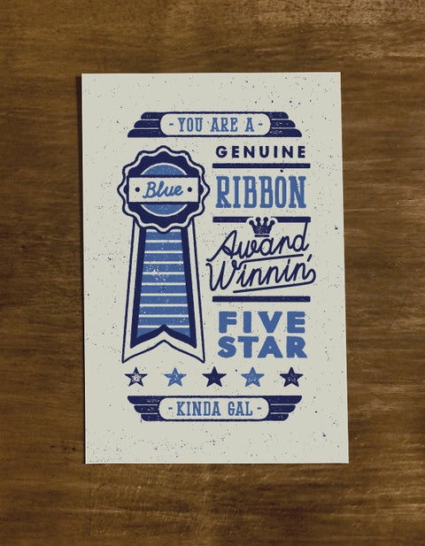 Blue Ribbon Gal | Greeting Card